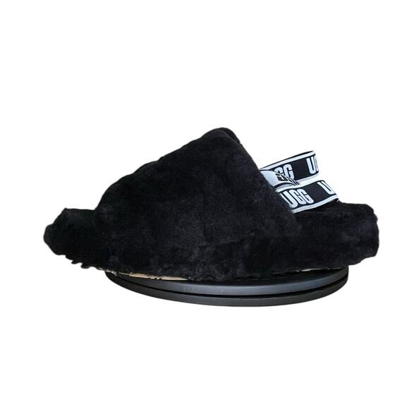 Womens UGG Fluff Yeah Strapped Slide Slippers Size 11 Black - Picture 1 of 6